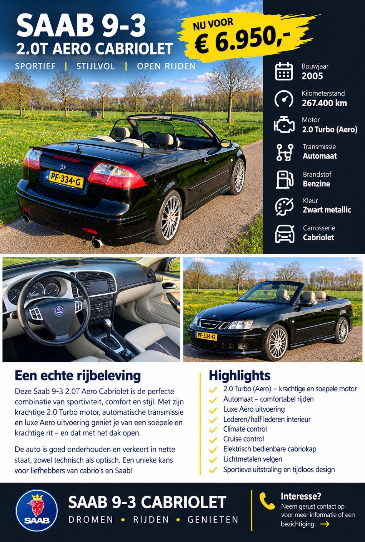 Nieuw beklede stoelen saab 9.3 cabrio 2005, Ophalen, Saab