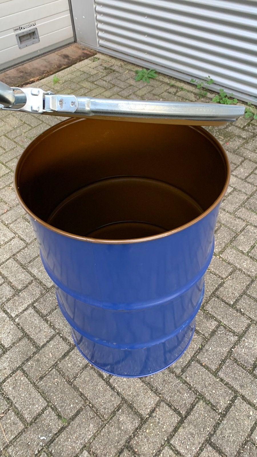 Drum / vat 200 liter, metaal, vuurkorf / vuurton, los deksel, Ophalen, Nieuw, Vuurton