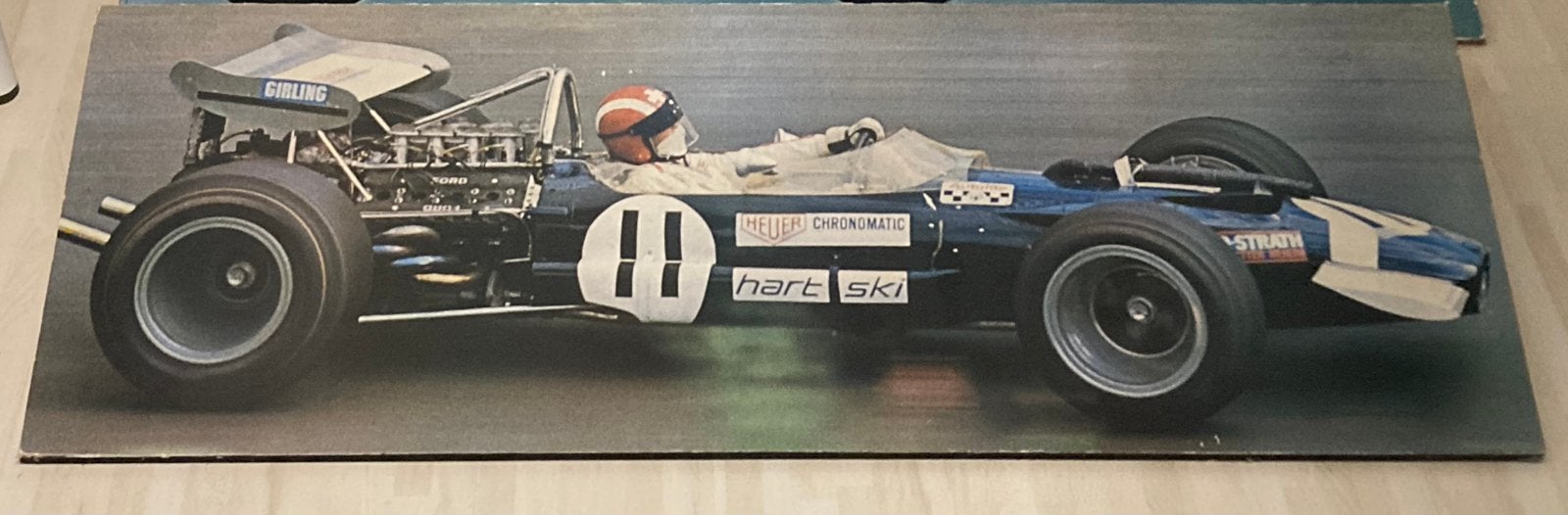 Oude F1 poster op houten bord, Ophalen, Gebruikt, Formule 1
