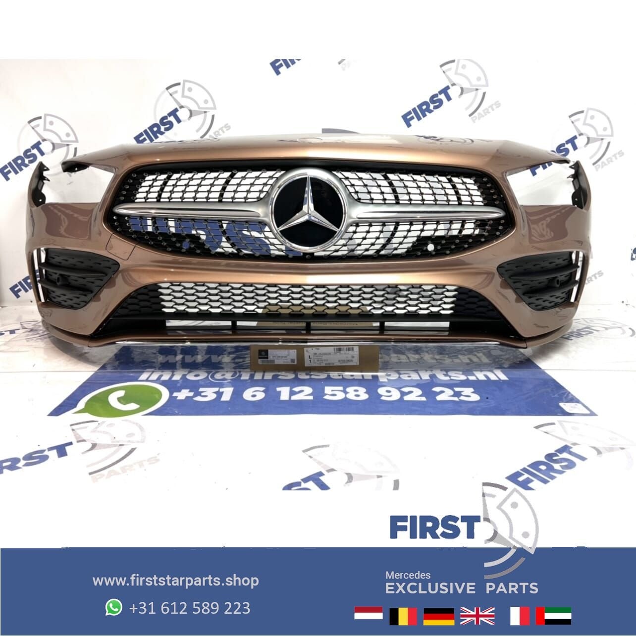 W118 CLA AMG LINE VOORBUMPER ROSE GOLD origineel Mercedes 20, Gebruikt, -, Voor, Ophalen of Verzenden