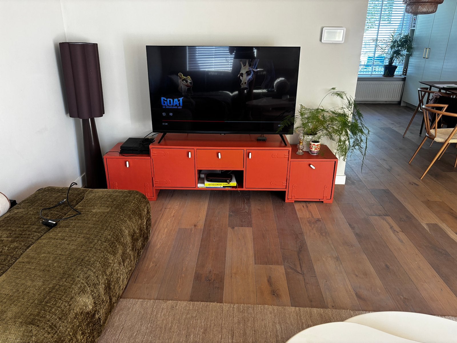 TV-meubel / Kast met 4 deurtjes en 1 lade, Ophalen, Gebruikt, 150 tot 200 cm, Minder dan 100 cm