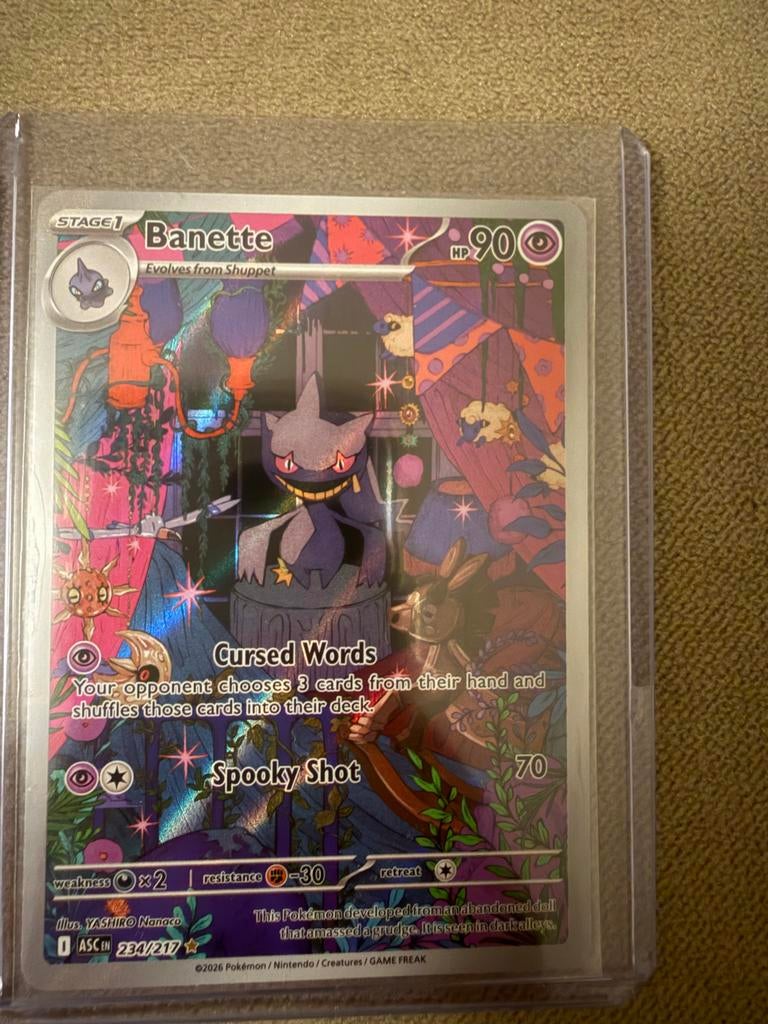 Banette Pokémon Kaart - Full Art (234/217), Ophalen of Verzenden, Zo goed als nieuw, Losse kaart, Foil