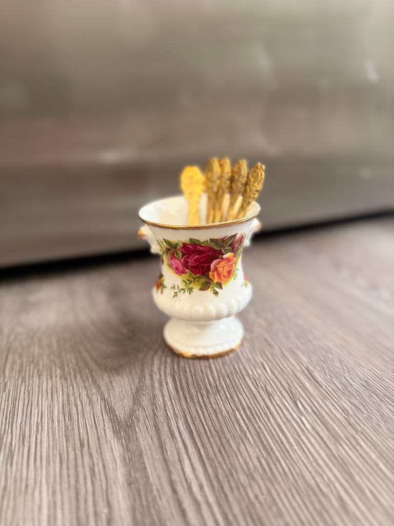 Lepelvaasje met lepels! Royal albert old country roses!, Ophalen of Verzenden