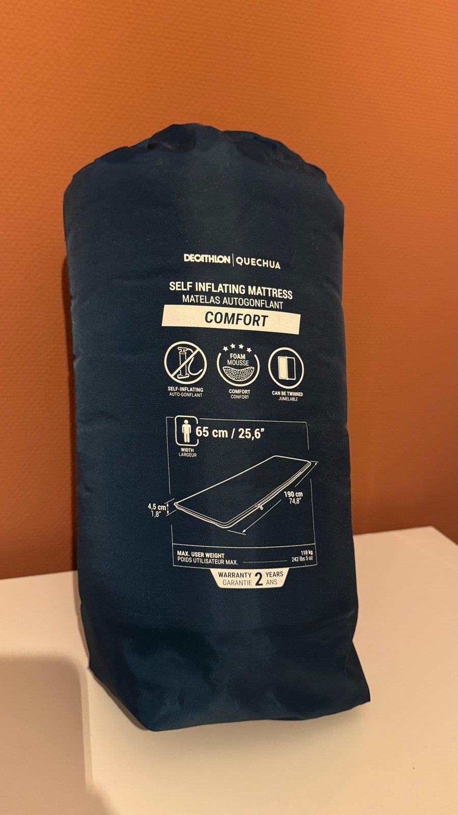 Quechua Zelfopblazend Matras Comfort 190x65cm, Ophalen, Zo goed als nieuw, 1-persoons