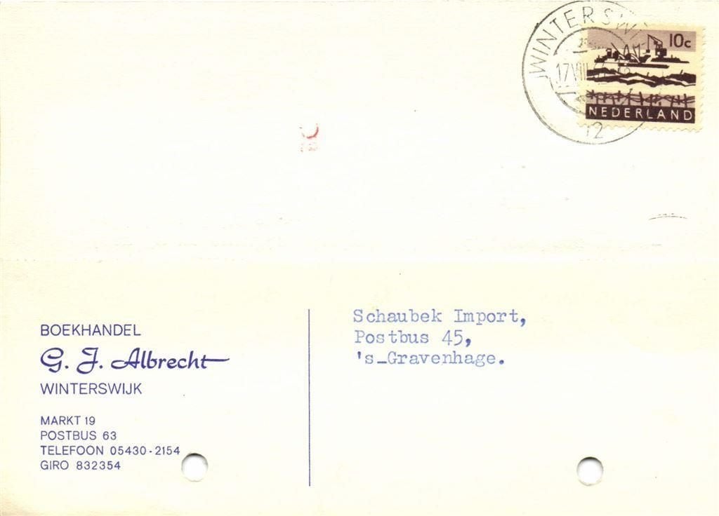 G.J. Albrecht, Winterswjk - 08.1964 - briefkaart, Ophalen of Verzenden, Briefkaart