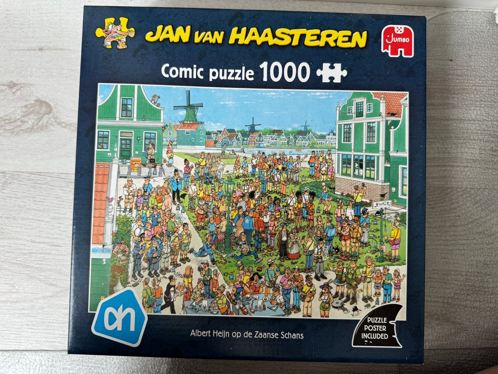Jan van Haasteren puzzel Albert Heijn op de Zaanse Schans, Ophalen of Verzenden, 500 t/m 1500 stukjes, Zo goed als nieuw
