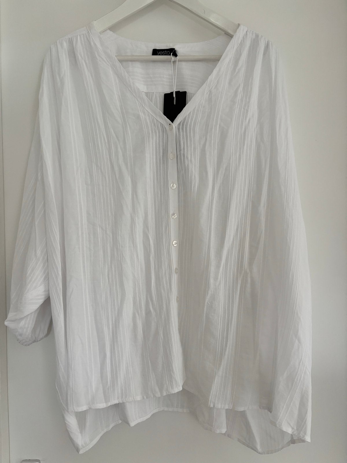 Yesta witte blouse - Loose fit mt 50, Kleding | Dames, Grote Maten, Verzenden, Nieuw, Wit, Blouse of Tuniek