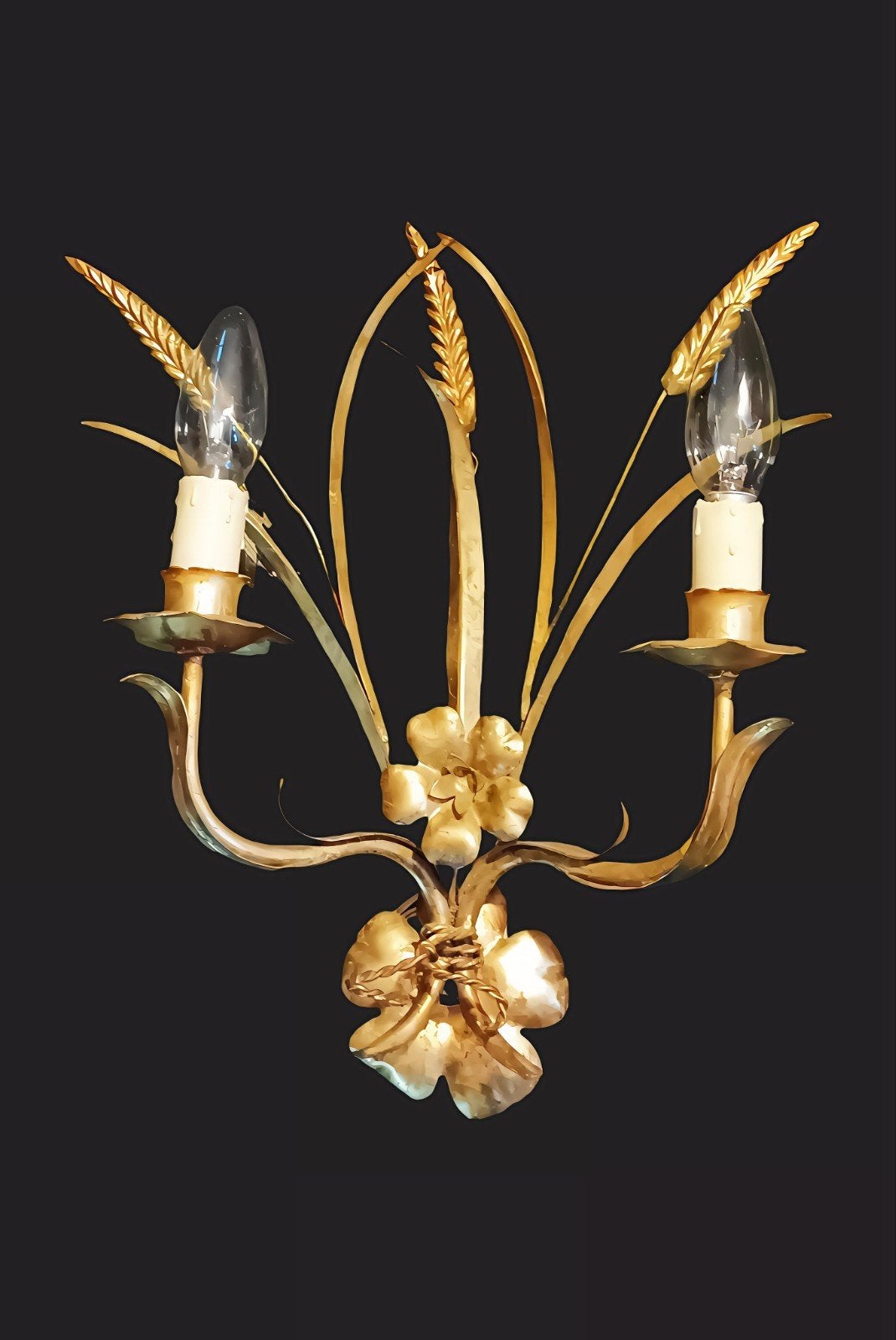 Prachtige Vintage Vergulde Wandlamp, Ophalen of Verzenden