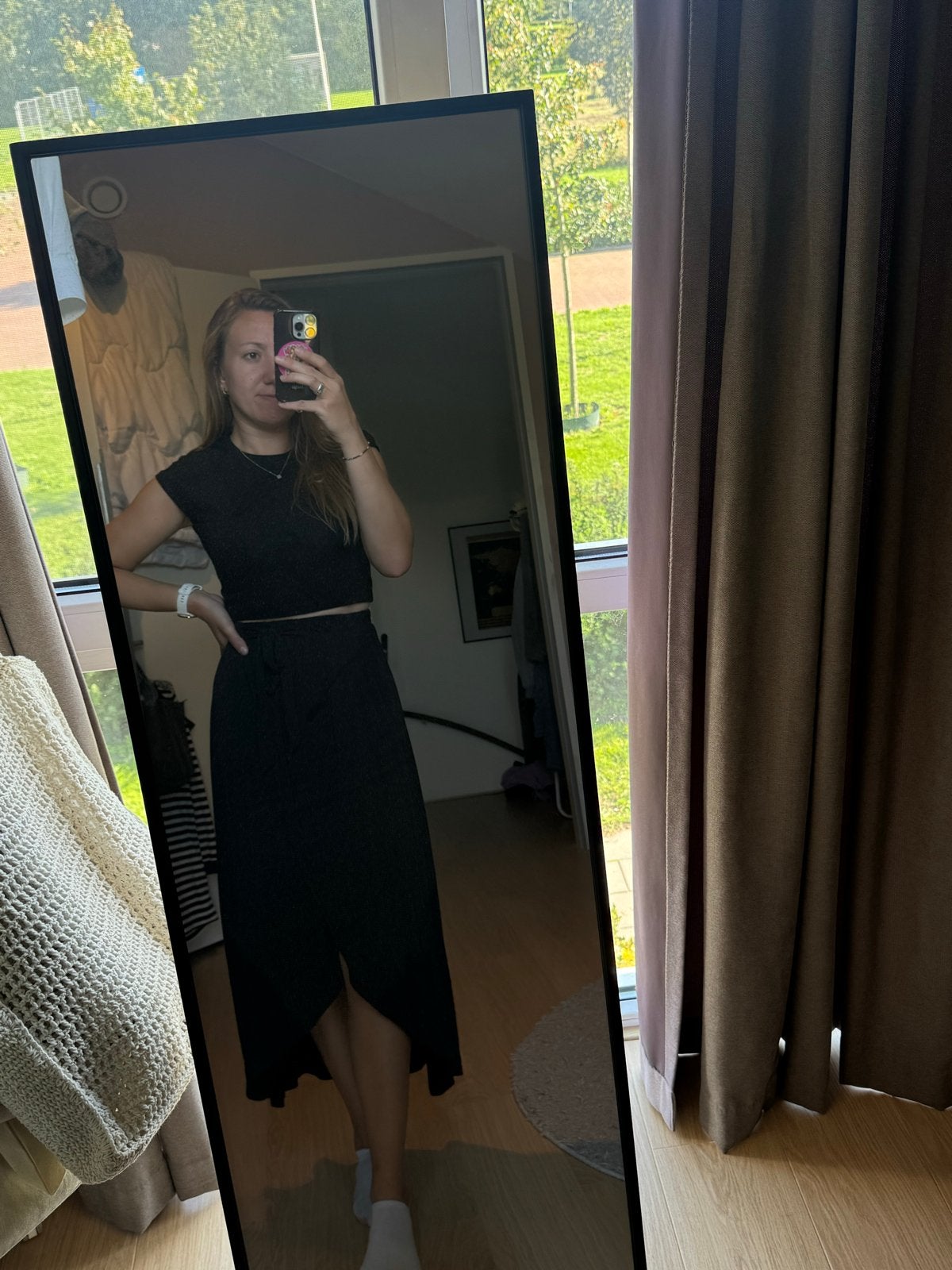 Zwarte overslagrok, Kleding | Dames, Zwart, Nieuw, Ophalen of Verzenden, Knielengte