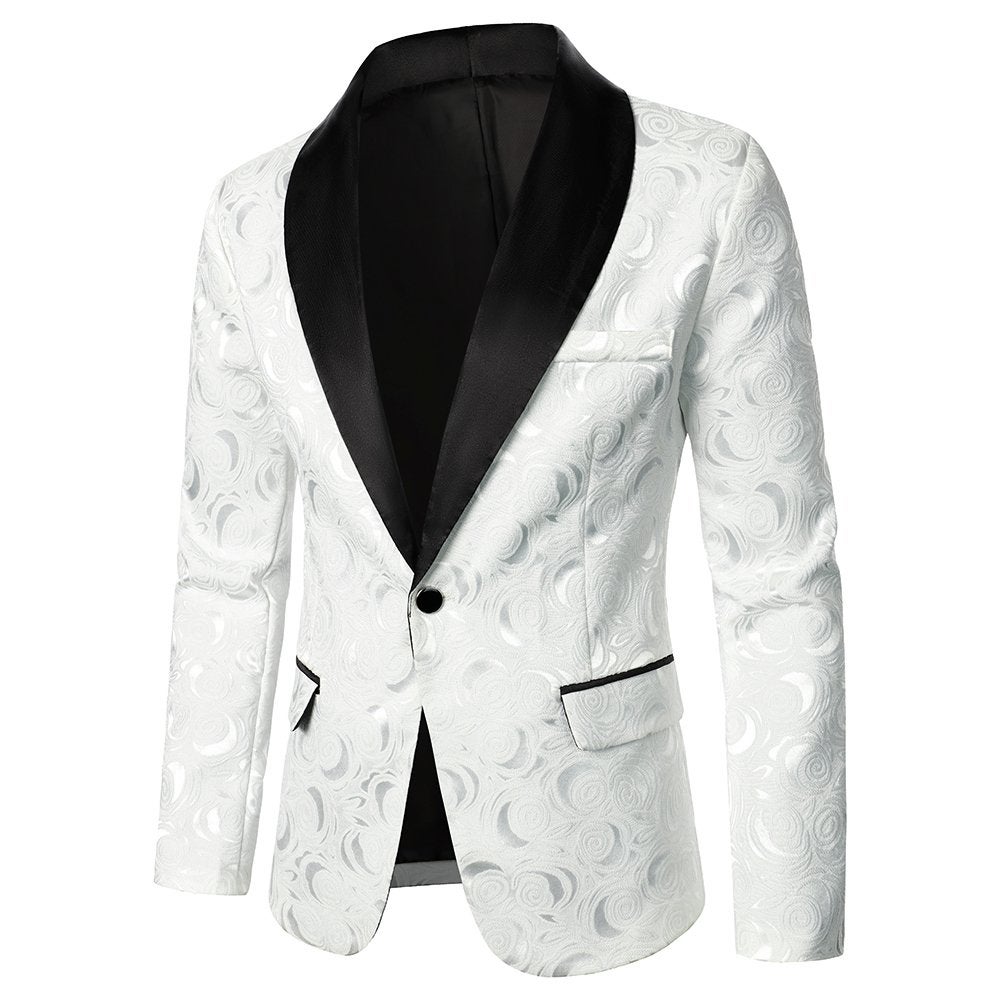 Heren wit zwart rozen colbert blazer bloemen jasje mannen, Verzenden, Nieuw, Overige maten, Meerkleurig