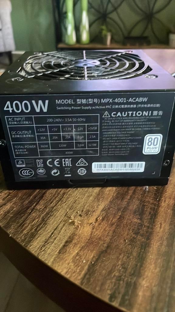 Coolermaster pc voeding 400w, Computers en Software, Interne voedingen, Ophalen of Verzenden, Zo goed als nieuw