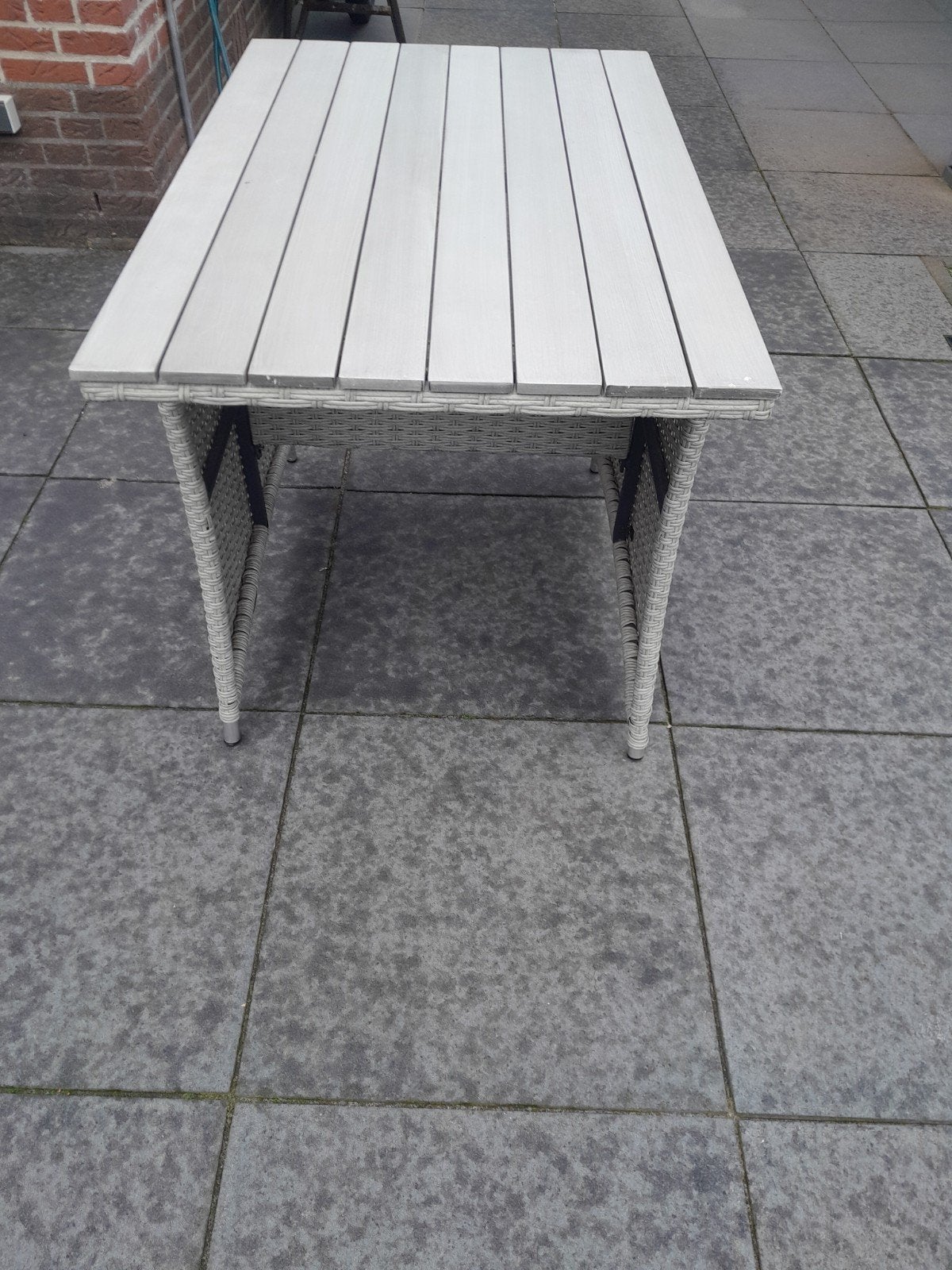 Pure Bake Collection tuintafel, wicker en aluminium 2 pers, Tuin en Terras, Ophalen, Gebruikt, Rechthoekig, Aluminium