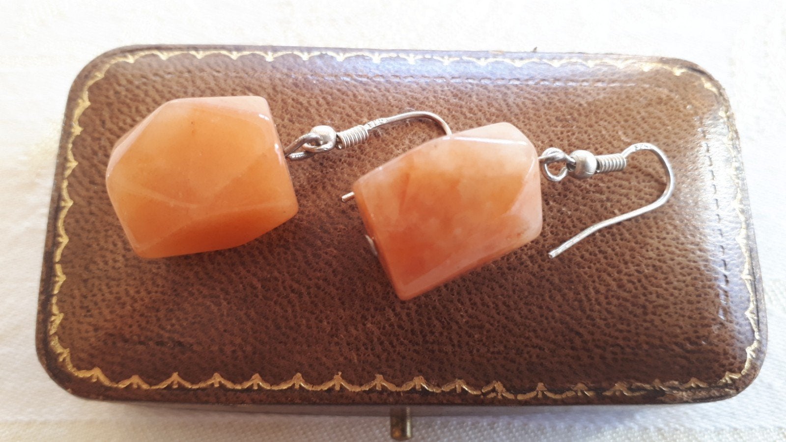 Vintage Oorbellen met Cornalijn, Zilveren Haak., Sieraden, Tassen en Uiterlijk, Antieke sieraden, Ophalen of Verzenden, Zilver