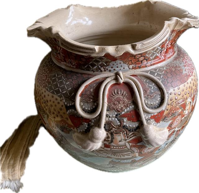 Antieke grote bolle Japanse Imari / Satsuma vaas., Ophalen