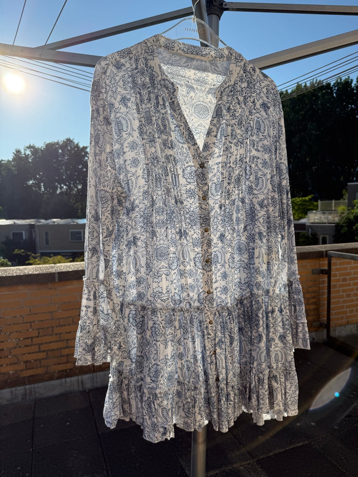 Isla Ibiza Tuniek XL - Blauw/Wit Bloemenprint, Ophalen of Verzenden, Gedragen, Maat 46/48 (XL) of groter, Blauw