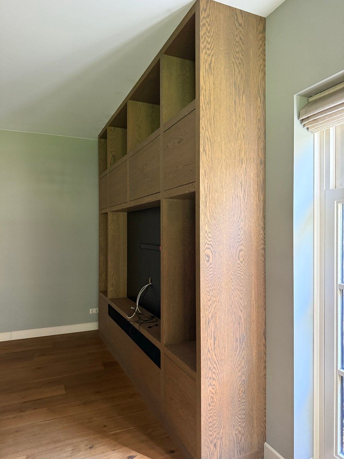 Maatwerk TV-meubel met geïntegreerde spotjes, Huis en Inrichting, Kasten | Televisiemeubels, 200 cm of meer, Eikenhout, Ophalen of Verzenden