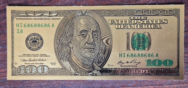 USA 100 dollar 1976 goudfolie UNC, Postzegels en Munten, Bankbiljetten | Amerika, Ophalen, Noord-Amerika, Los biljet