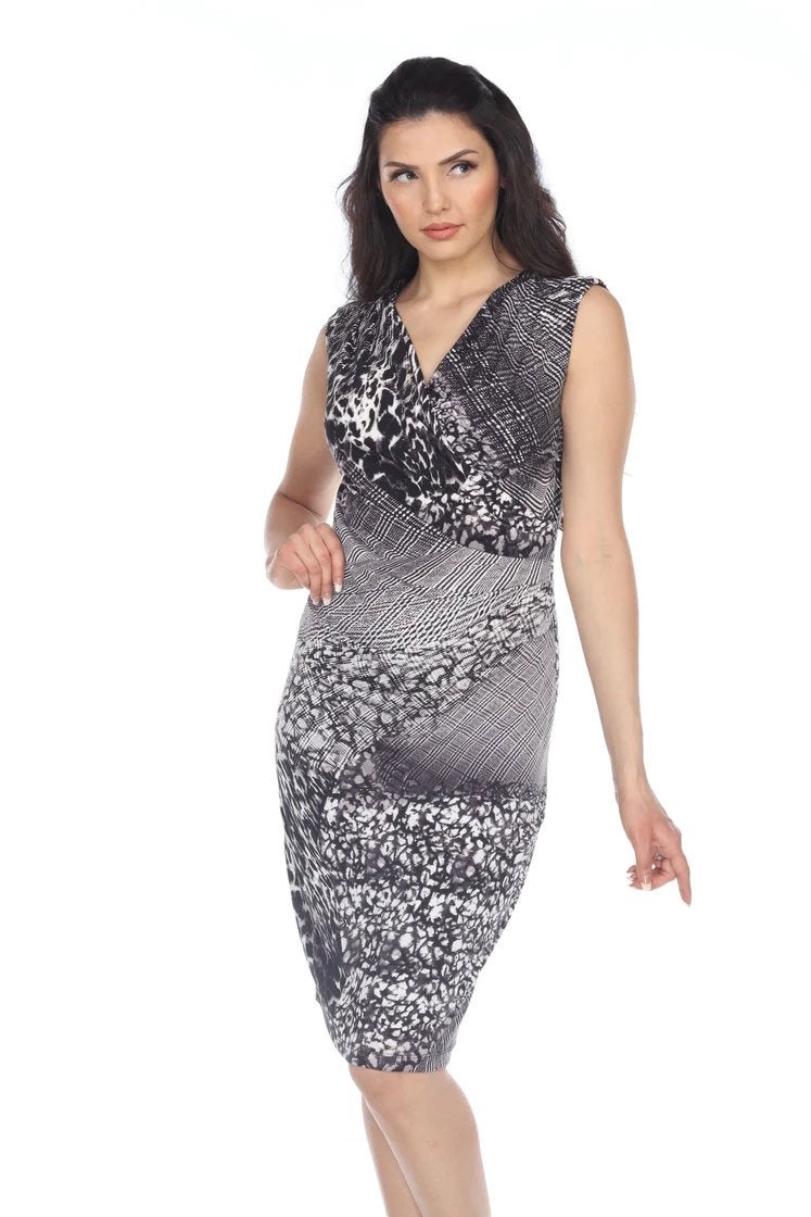 Ribkoff elegante zwart witte jurk overslag decolleté 38, Maat 38/40 (M), Nieuw, Onder de knie, Meerkleurig