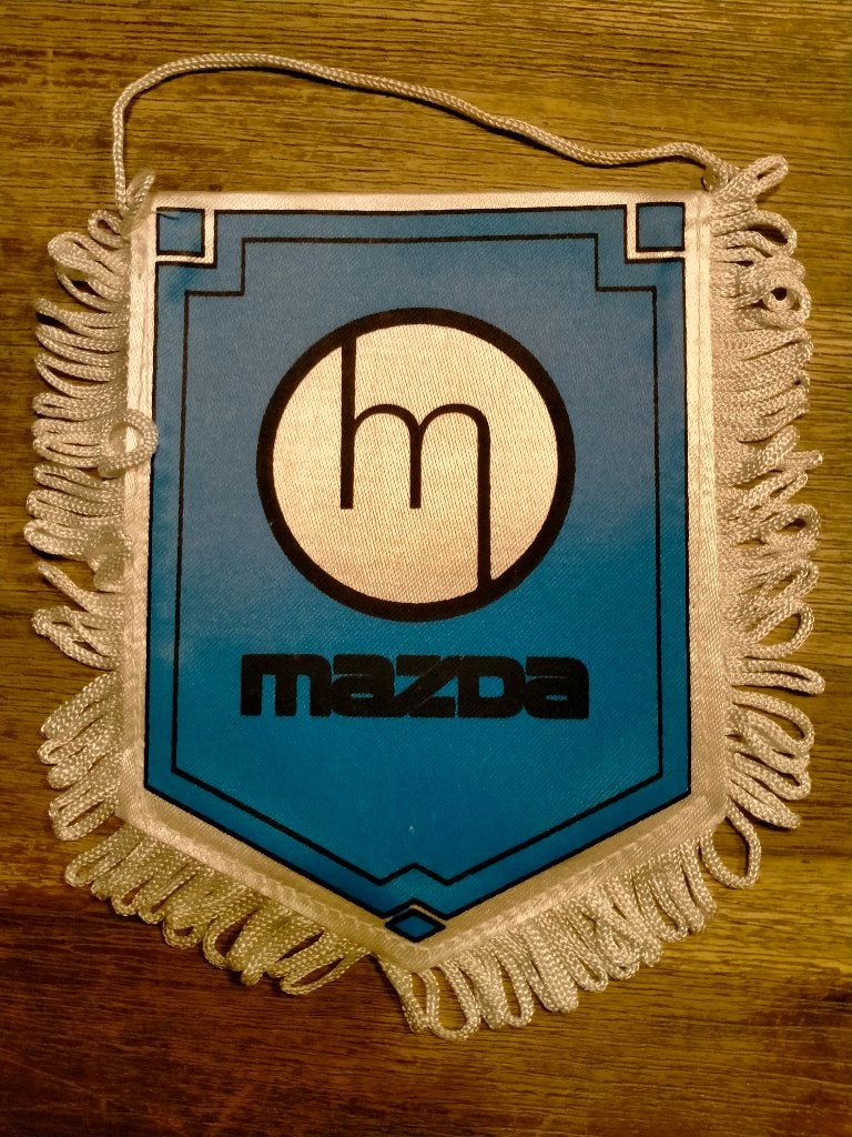 Mazda blauw logo vintage auto vaantje logo merk, Ophalen of Verzenden, Gebruikt, Auto's