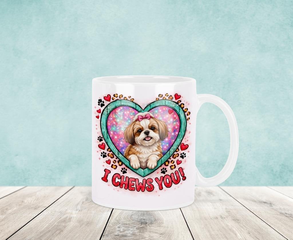 I Chews You Shih-Tzu Mok - Valentijnsdag, Verzenden, Keramiek, Nieuw, Overige stijlen