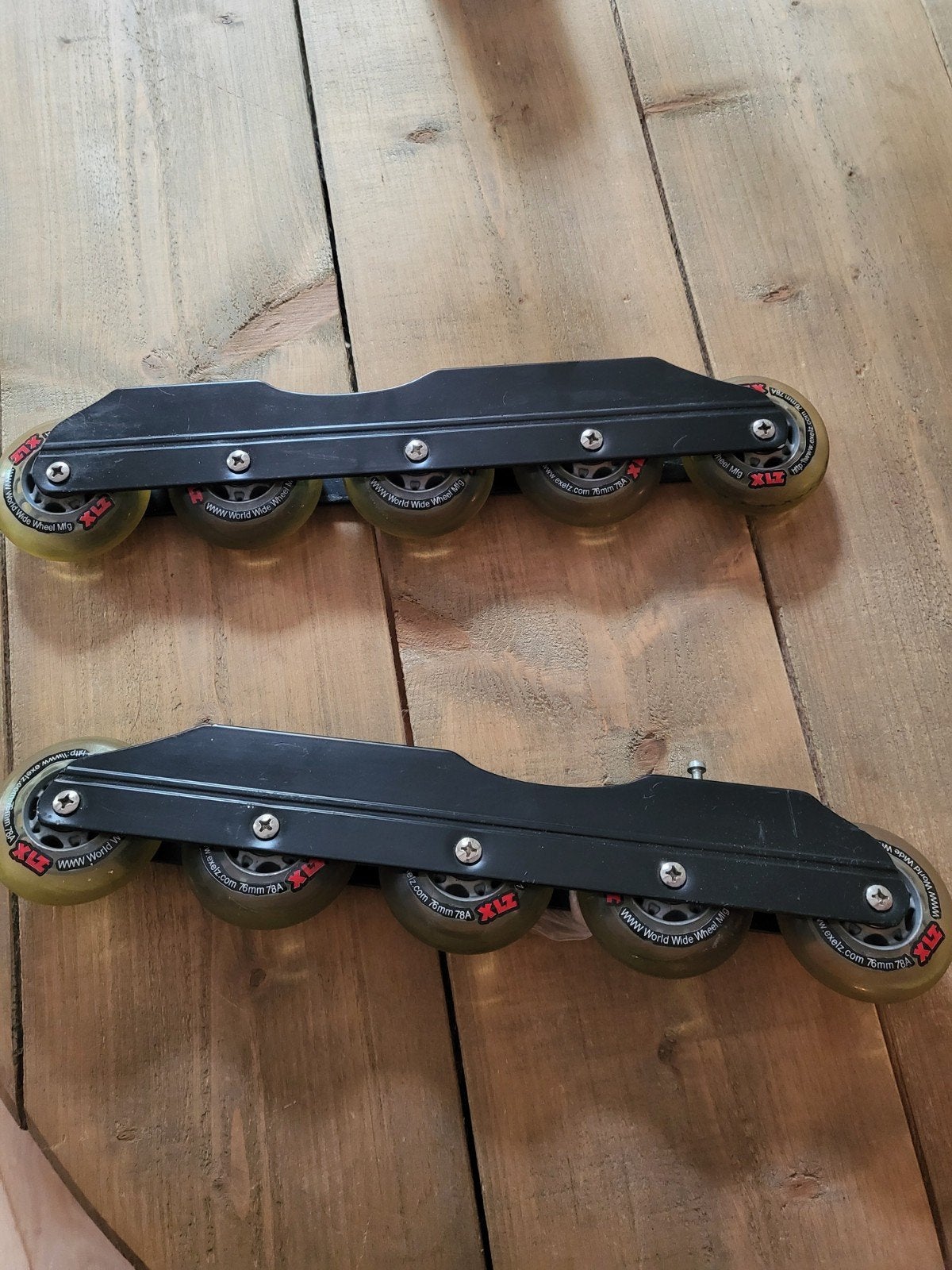 Inline skate onderstel met wielen (76mm 78A), Ophalen of Verzenden, Gebruikt, Wielen of Lagers
