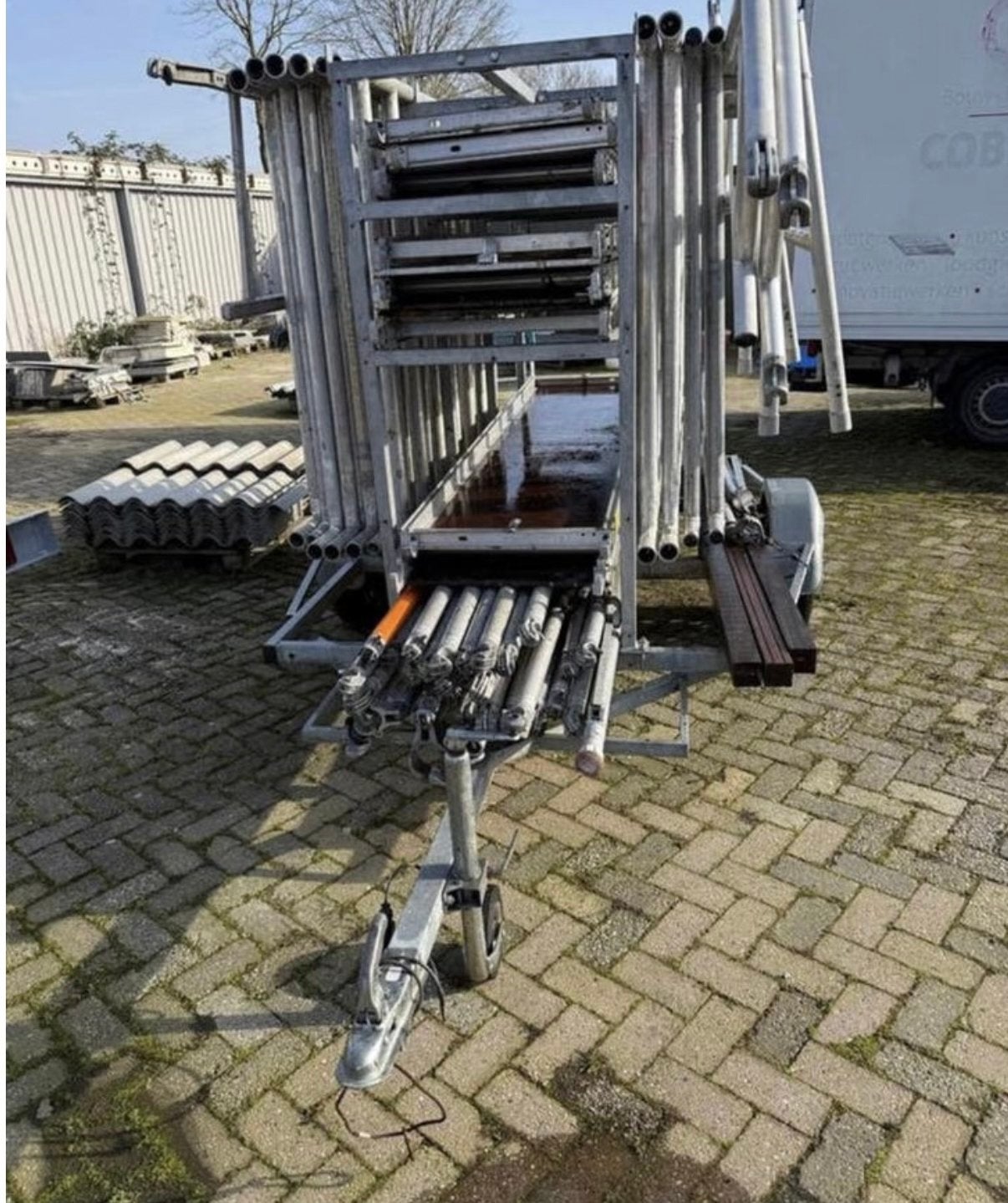 Altrex Steiger op aanhanger - Complete set, Doe-het-zelf en Verbouw, Steigers, Ophalen, Gebruikt, Rolsteiger of Kamersteiger, 5 meter of hoger