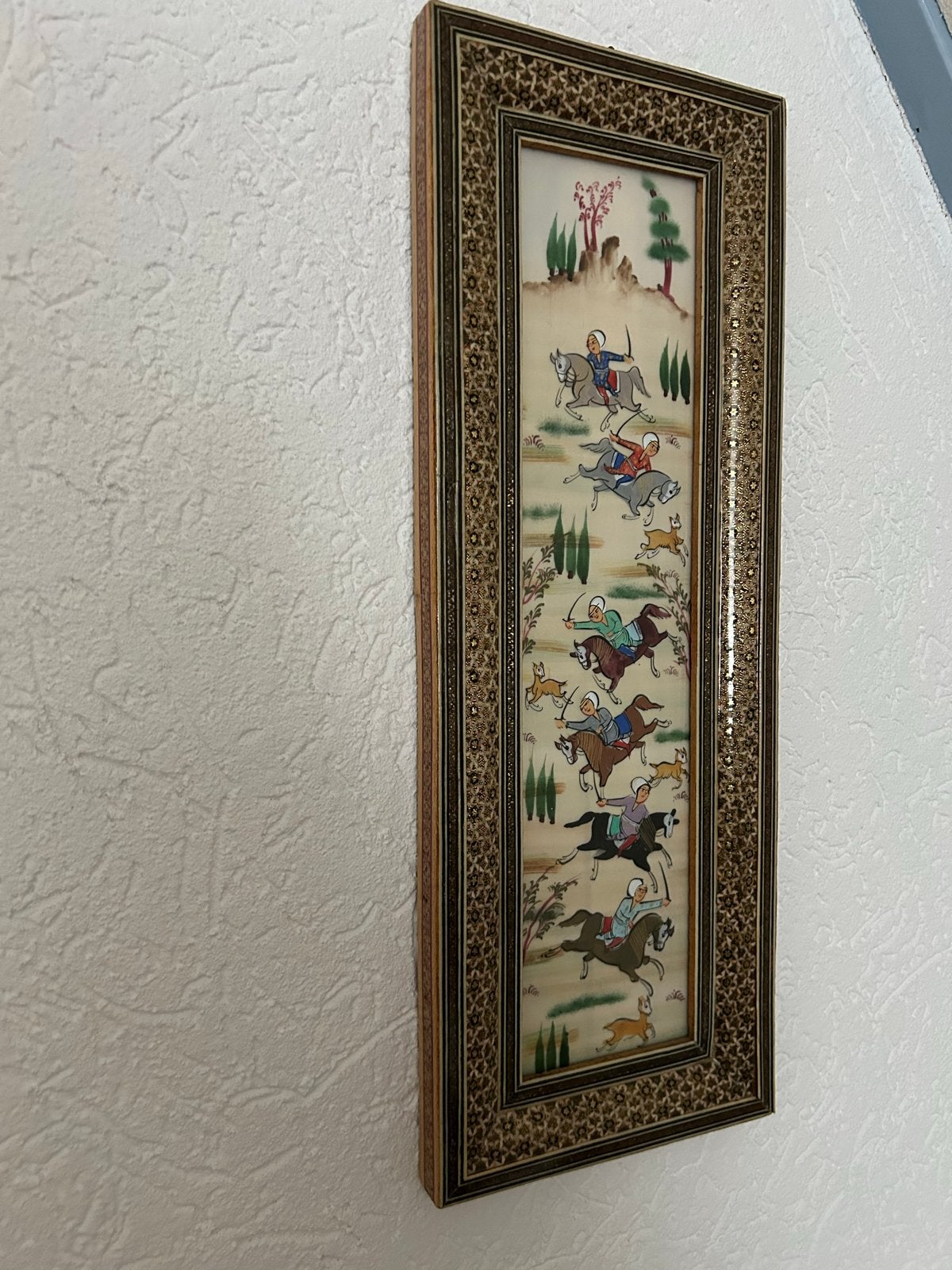 Perzisch miniatuur schilderij, jachttafereel, Ophalen, Overige stijlen, Overige ondergronden, Dieren