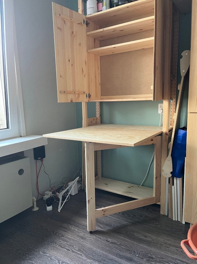 IKEA IVAR kast met uitklapbaar bureau / werkblad, Ophalen, Opbergruimte, Scandinavisch, 89 cm