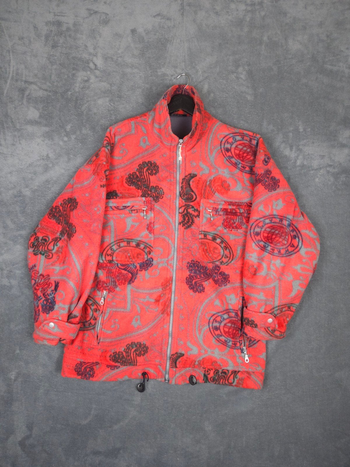 Vintage Fleece Full Zip Jacket XL Abstract Funky Red roze Ba, Overige kleuren, ., Ophalen of Verzenden, Zo goed als nieuw