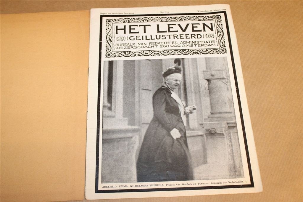 Het Leven 1934 — Koningin Emma Herdenkingsnummer, Gebruikt, -, -, Ophalen of Verzenden