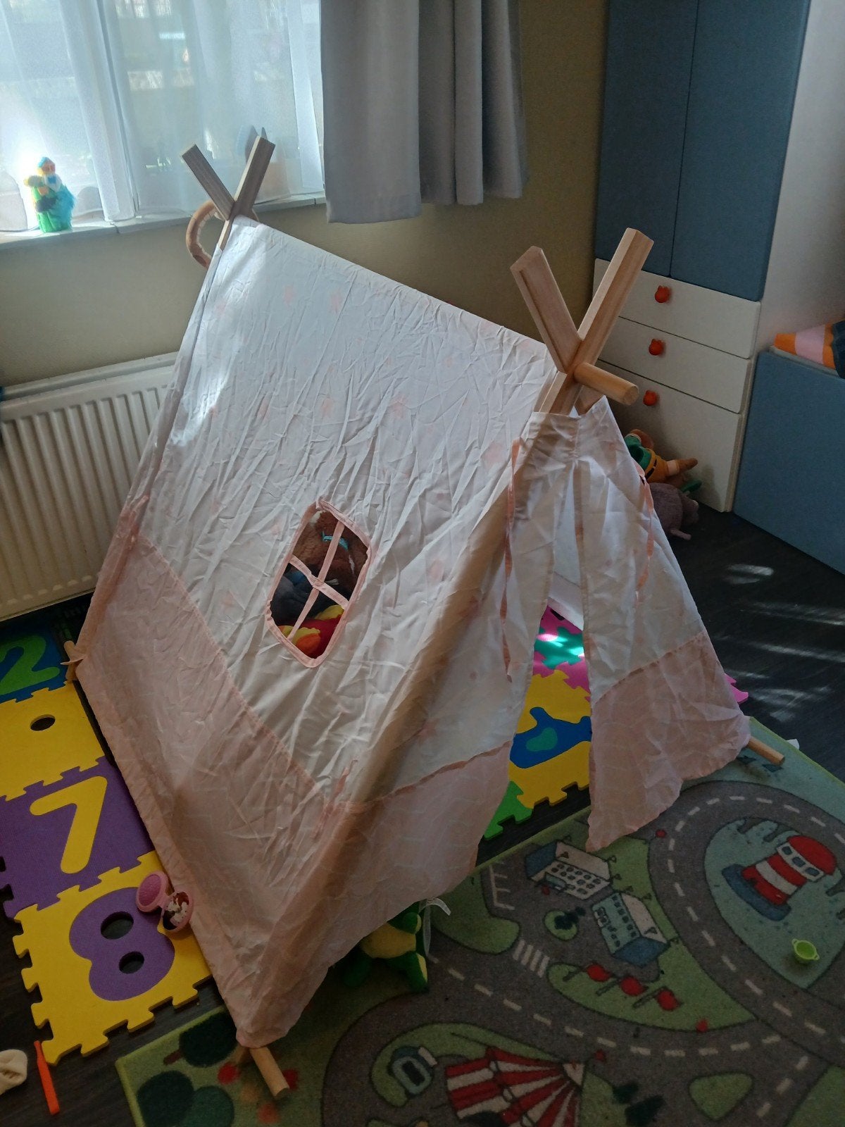 Leuke roze kindertipi met sterrenprint, Caravans en Kamperen, Ophalen of Verzenden