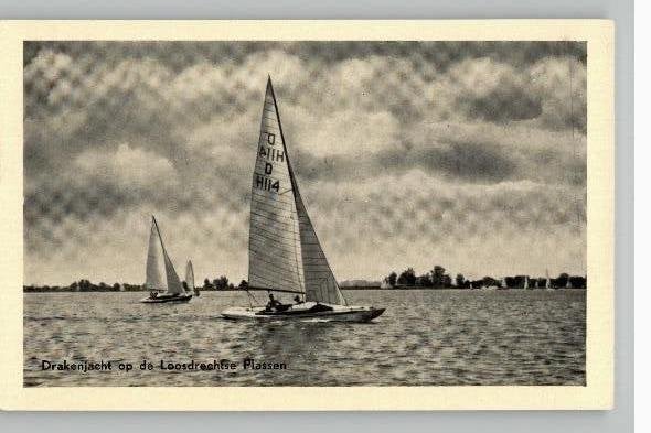 Zeilsport Loosdrechtse Plassen 4 kaarten, Verzenden, 1940 tot 1960, Ongelopen, Noord-Holland