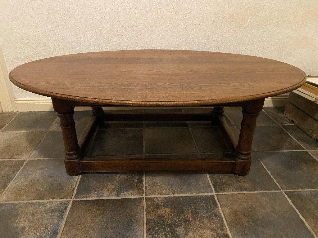 Kersenhout ovale salontafel met bijpassende bijzettafel, Ophalen, Gebruikt, 100 tot 150 cm, Klassiek