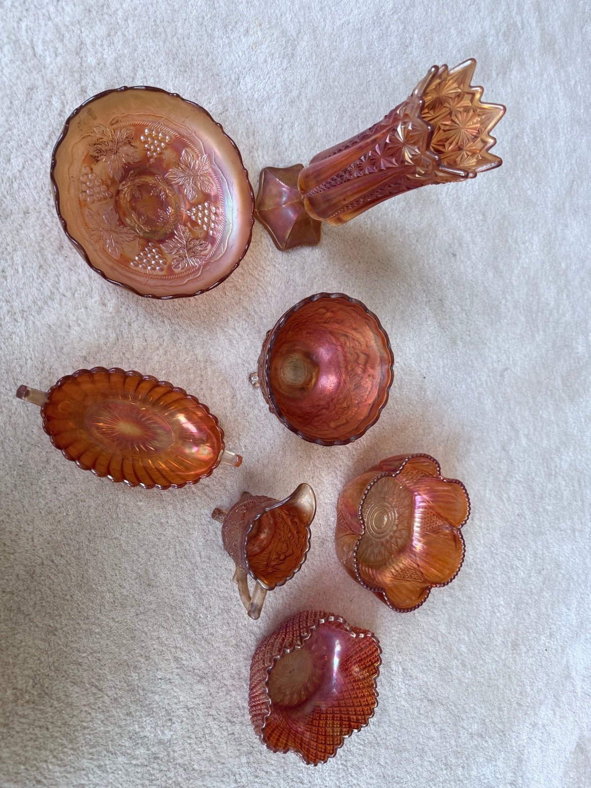Set van 6 Vintage Karnaval Glaswerk Stukken - Oranje, Antiek en Kunst, Ophalen of Verzenden