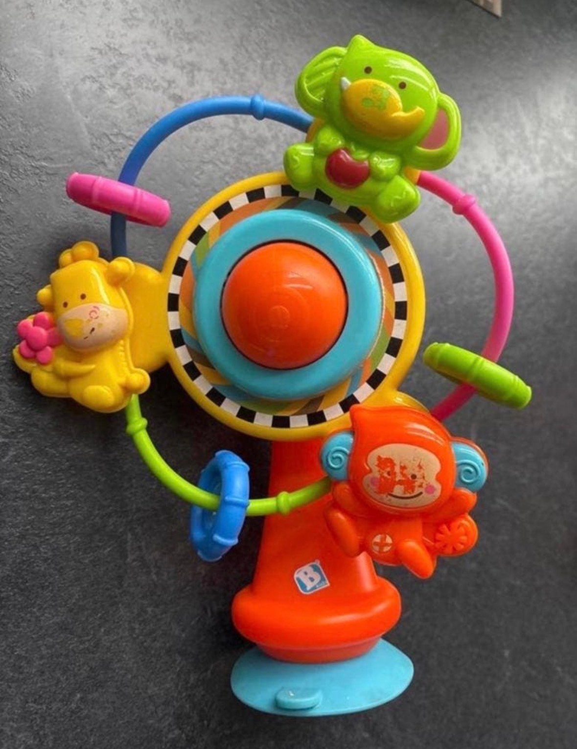 B. Toys speelgoed met zuignap: olifant, aap, giraf, Ophalen of Verzenden, Gebruikt, Rammelaar, Met geluid