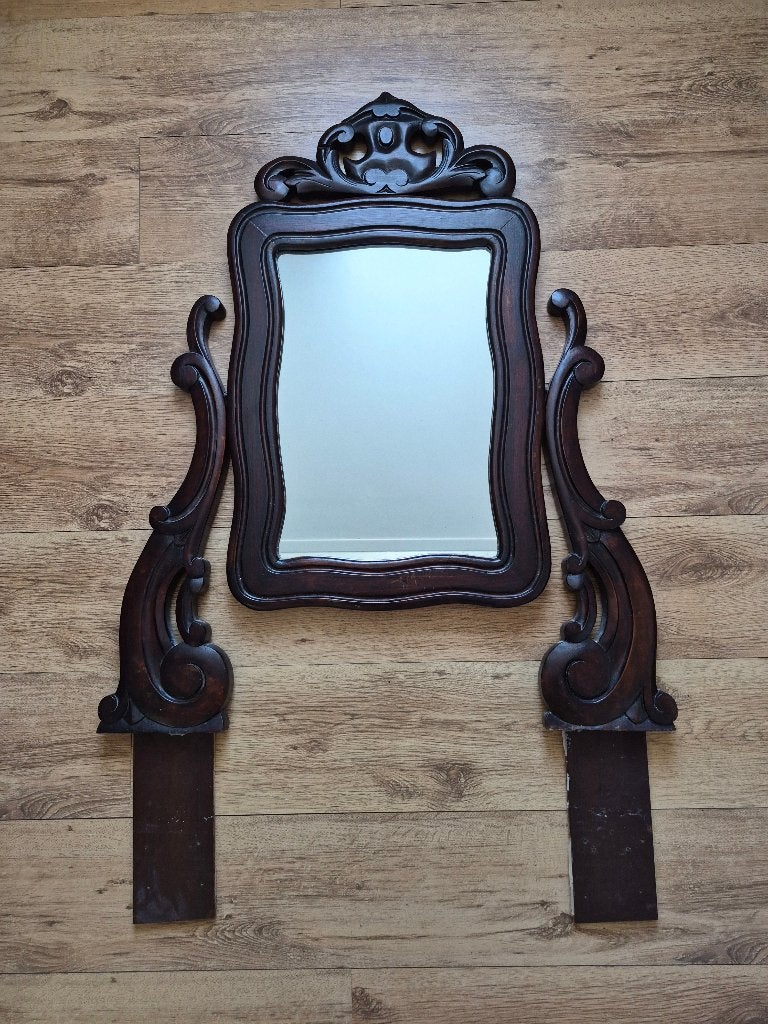 Antieke houten kapspiegel, Ophalen, Rechthoekig, 50 tot 100 cm, Minder dan 100 cm