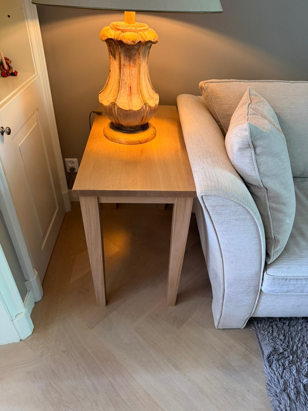 2 houten bijzet tafeltjes, Huis en Inrichting, Tafels | Salontafels, Ophalen, Zo goed als nieuw, 50 tot 100 cm, Minder dan 50 cm