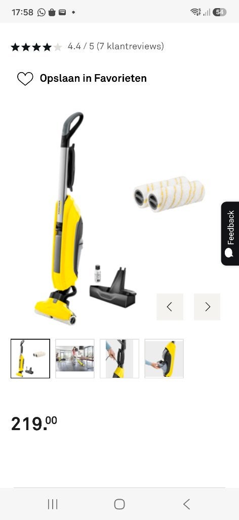 Karcher vloerdweil, Ophalen, Mop of Dweil