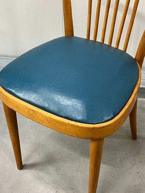 Jaren 50 eetkamerstoel vintage eettafelstoel retro blauw, Ophalen, Gebruikt, Blauw, .