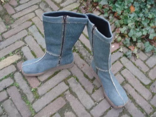 VINTAGE DRESSING NIEUWE BLAUWE PLATEAU LAARZEN MT 40, Hoge laarzen, Lazamani boots, Nieuw, Verzenden