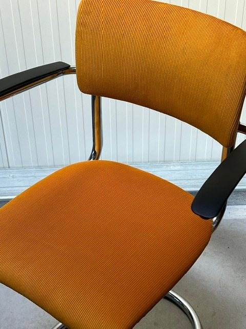 De Wit 3011 sledestoel vintage eettafelstoel retro geel, Gebruikt, Overige kleuren, ., Overige materialen