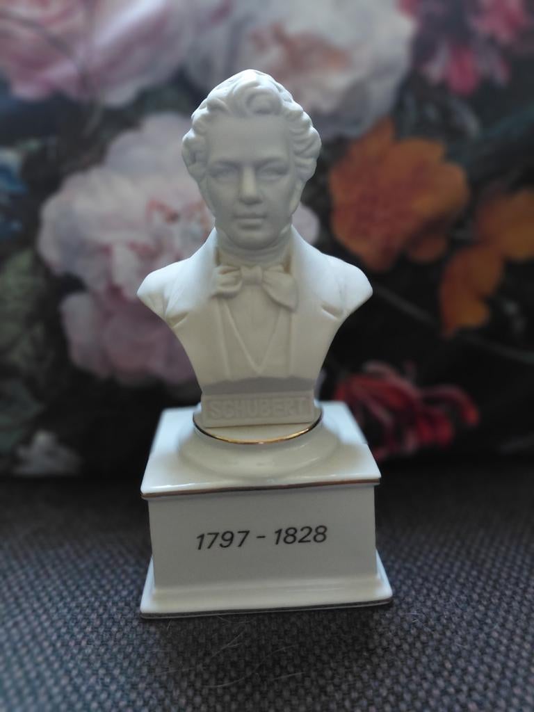 Schubert, porseleinen buste met speeldoosje, Antiek en Kunst, Ophalen of Verzenden