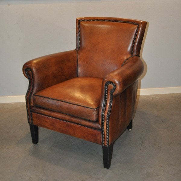 Mooie schapenleren fauteuil van Lounge Atelier, Gebruikt, Ophalen of Verzenden, 50 tot 75 cm, Leer