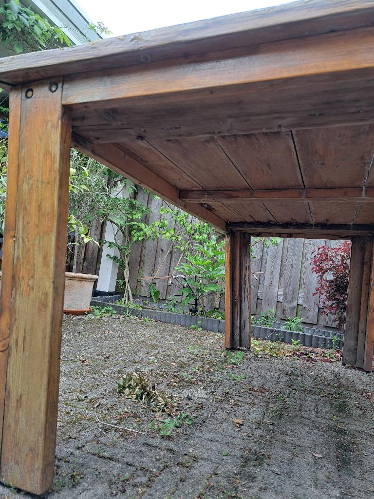 Gratis oude tafel van gebruikt steigerhout, Ophalen, Gebruikt, 50 tot 100 cm, Steigerhout