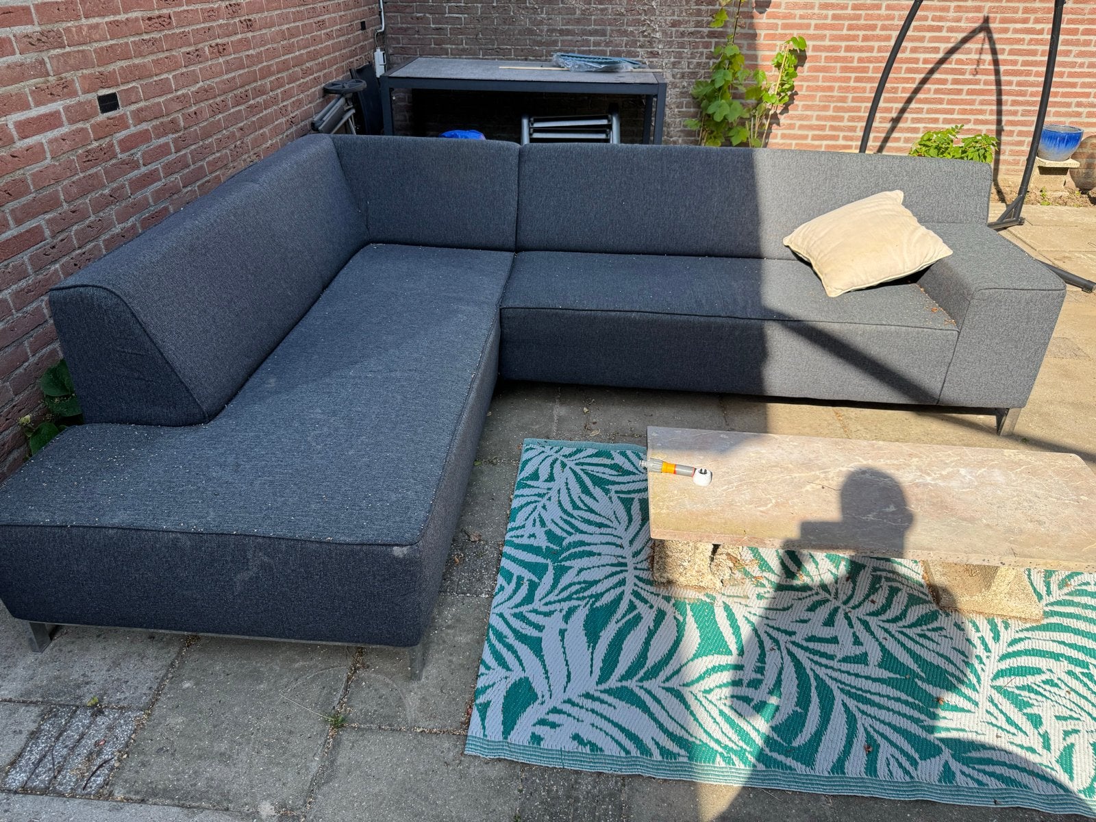 Moderne Montel - Hoekbank - Grijs Stof - Comfortabel en Ruim, Ophalen, 250 tot 300 cm, Gebruikt, 125 tot 150 cm