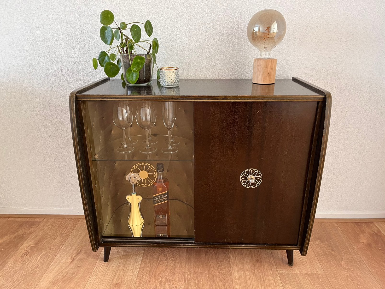 Kastje mid century vintage drankenkast, Ophalen, Gebruikt, Mid century vintage jaren 60, 50 tot 100 cm