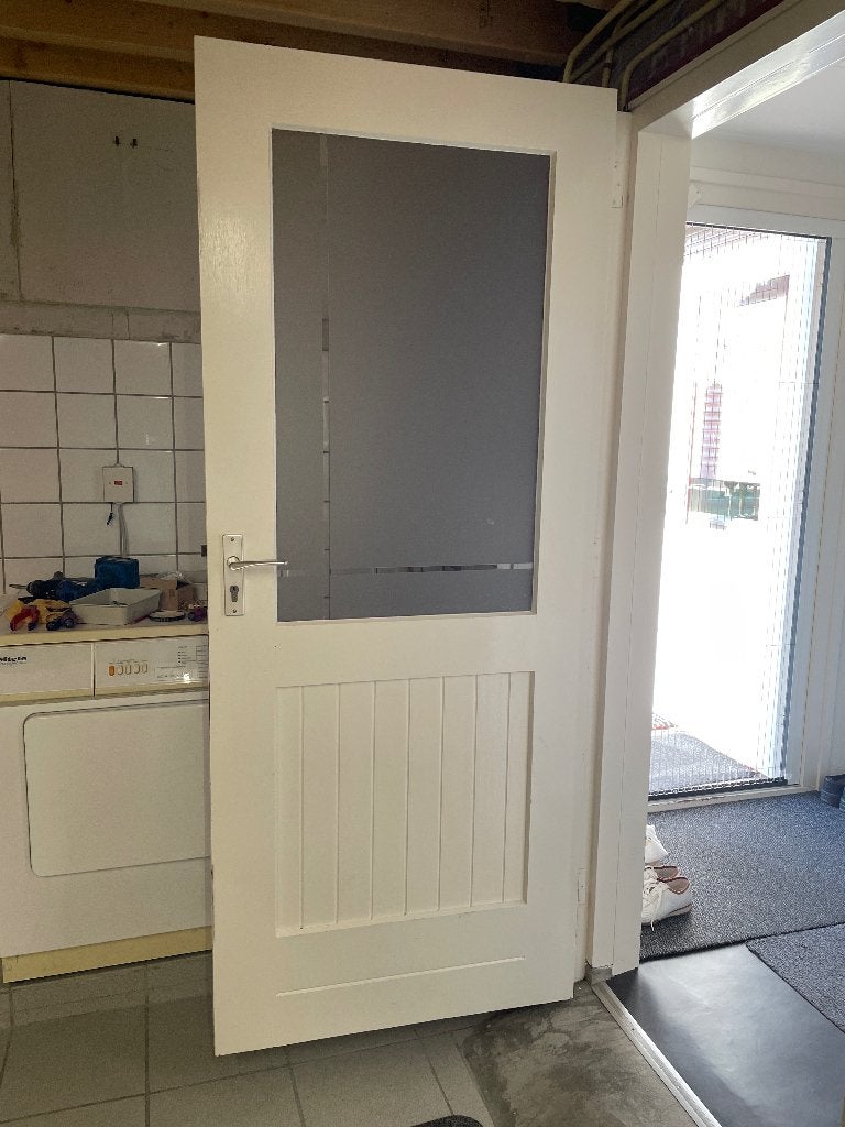 hardhouten deur, Ophalen, Gebruikt, 80 tot 100 cm, Buitendeur