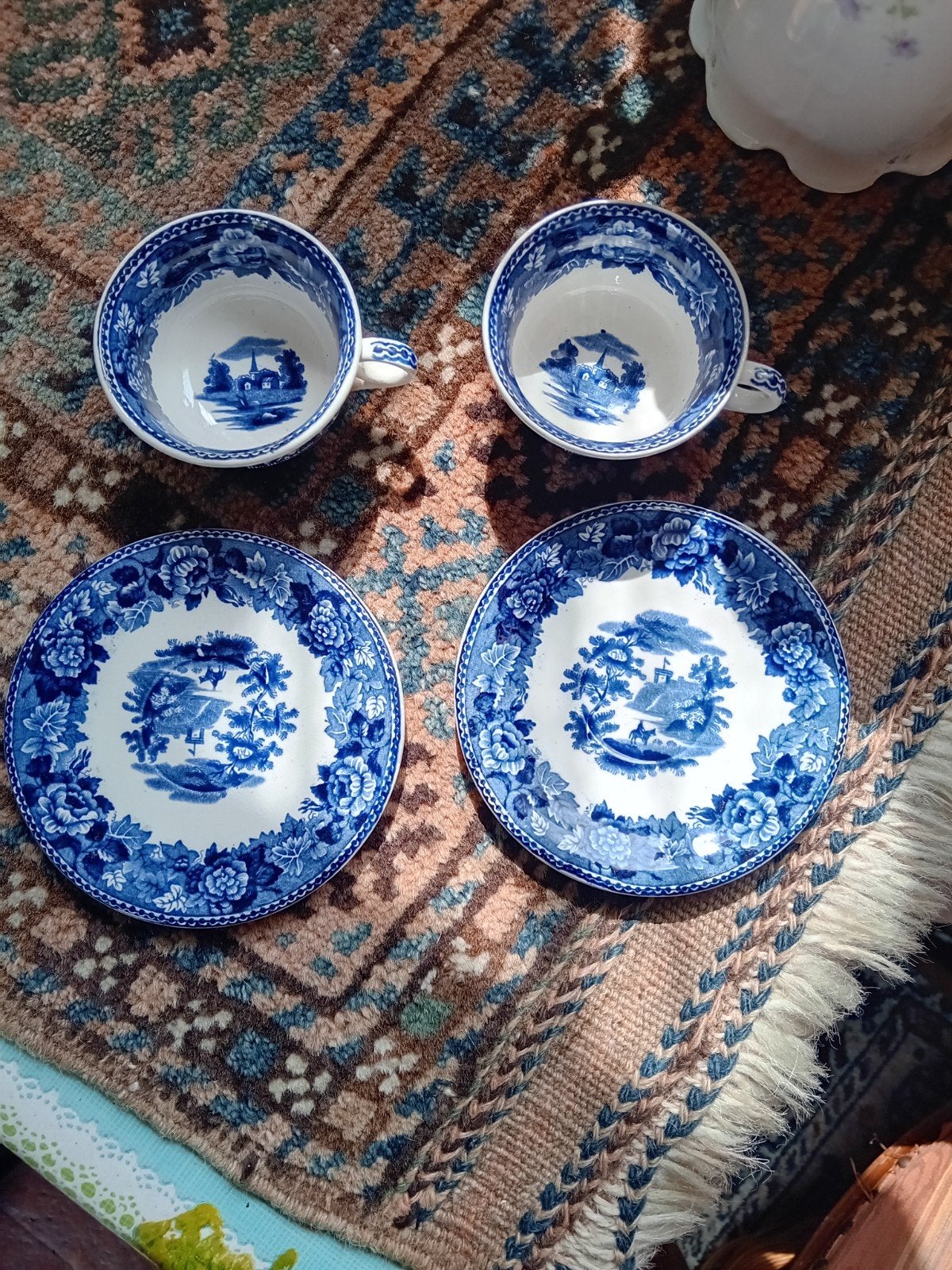 Wedgwood landscape etruria 2 kop en schotels, Ophalen of Verzenden