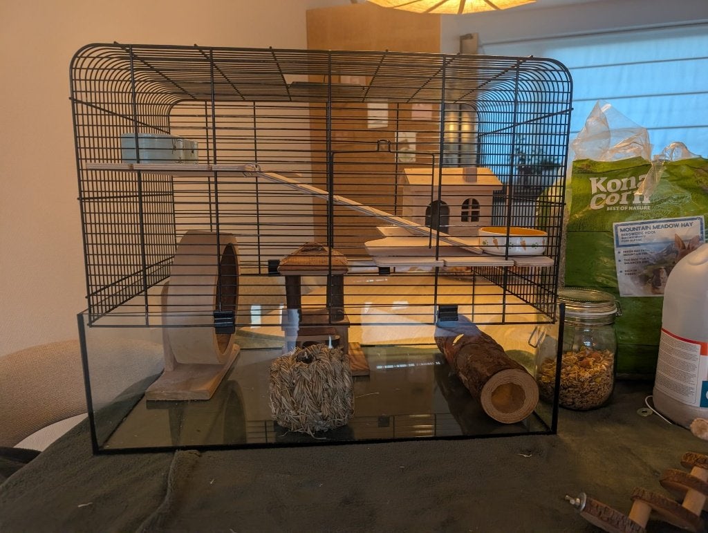 Ferplast karat hamsterkooi glazen onderkant + accessoires, Kooi, Minder dan 75 cm, Ophalen, Minder dan 60 cm