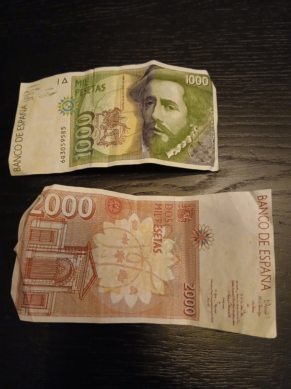 Oude Spaanse bankbiljetten: 1000 en 2000 Peseta's, Postzegels en Munten, Ophalen of Verzenden, Overige landen